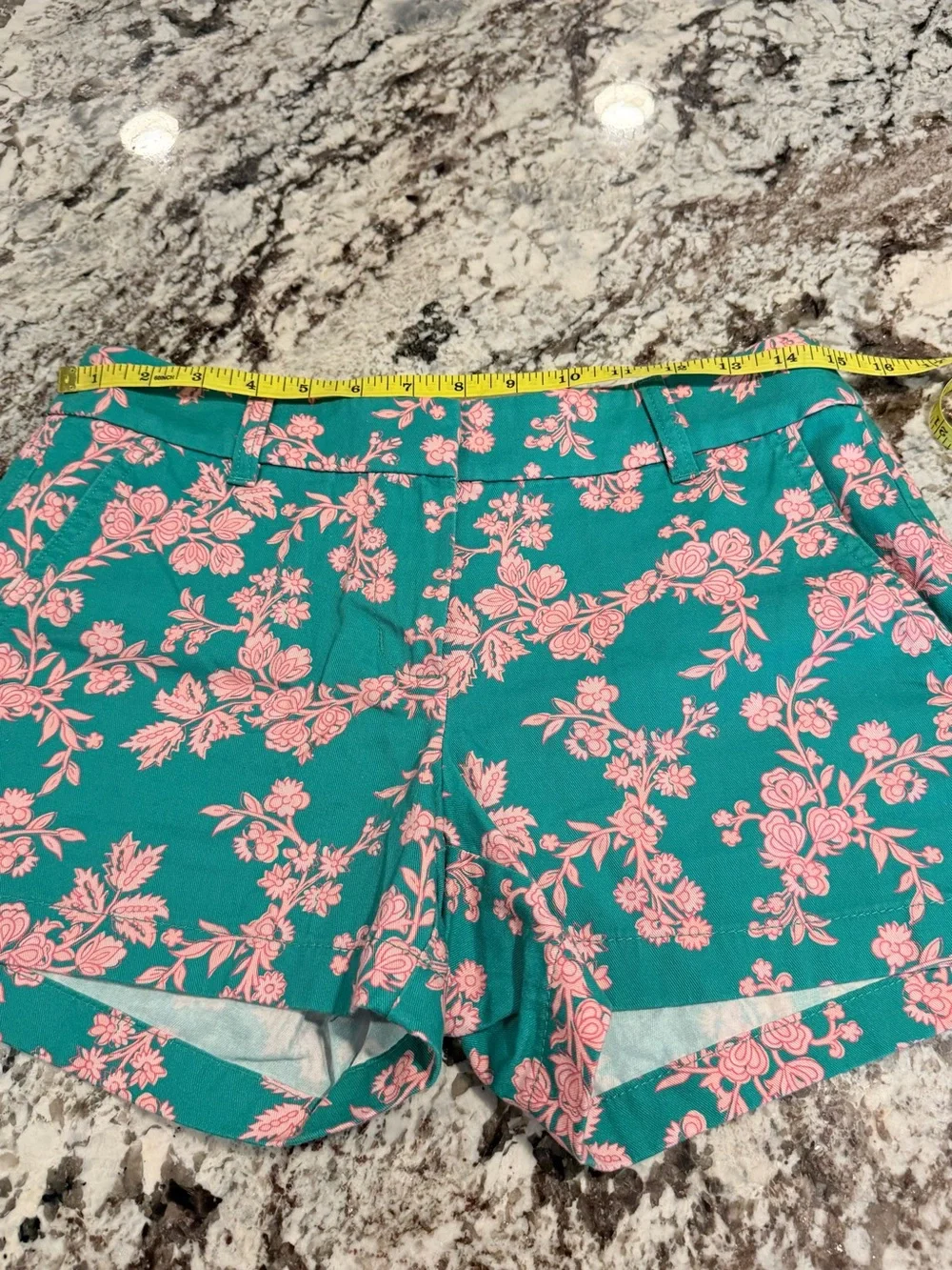 J.Crew Size 4 Green Pink Floral Print Chino Shorts Preppy Resort